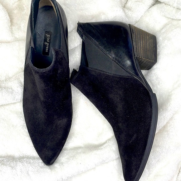 Paul Green Shoes - Paul Green pull on bootie in leather and suede. 2 inch heel, size 9 US in black